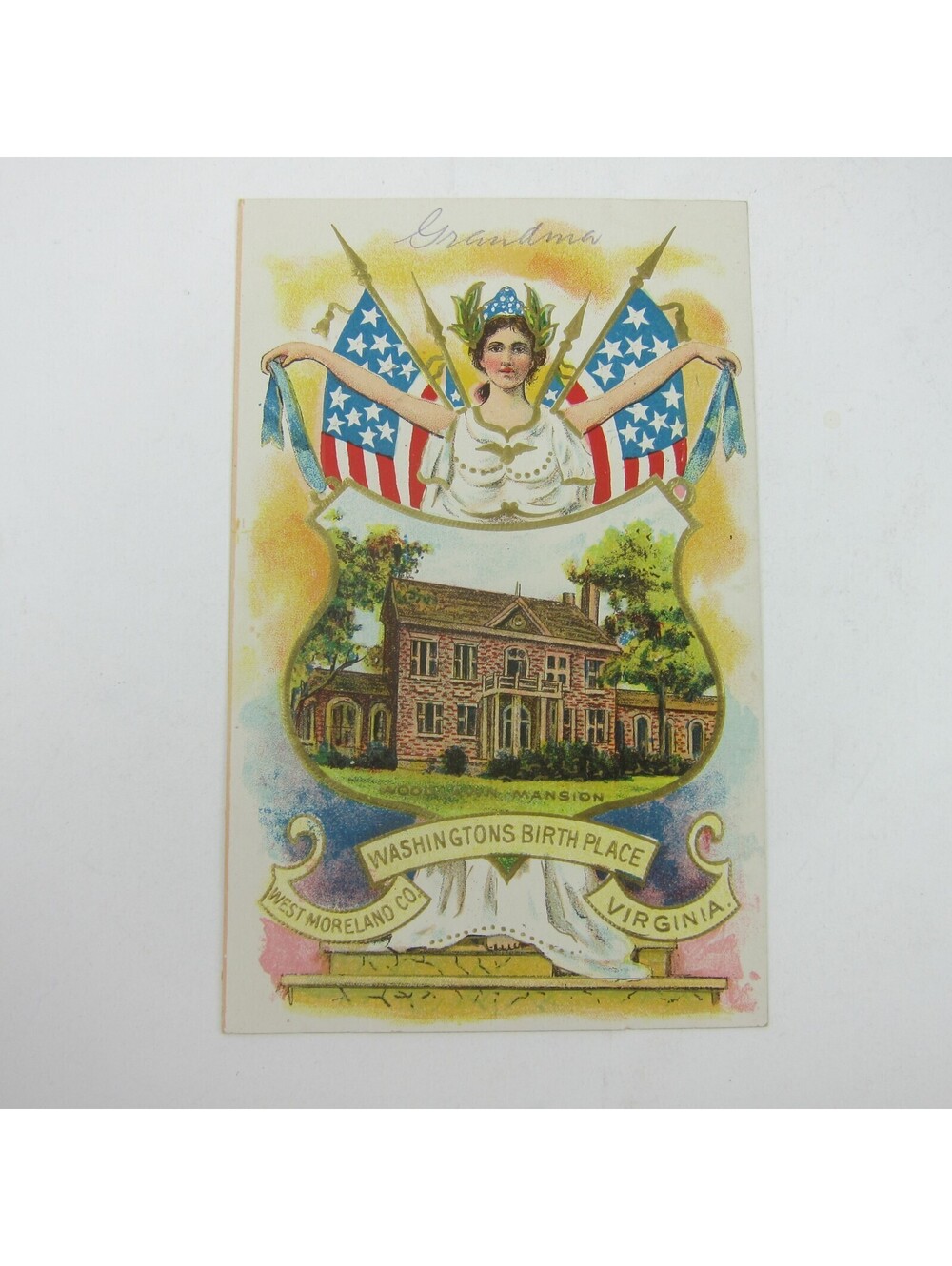 Postcard George Washington Birthplace Woodlawn Mansion Patriotic Antique Unpostd